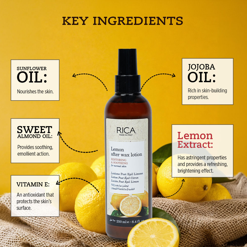 Rica Lemon After Wax Lotion For Normal With Sun Flower Oil, Jojoba Oil & Vitamin E
