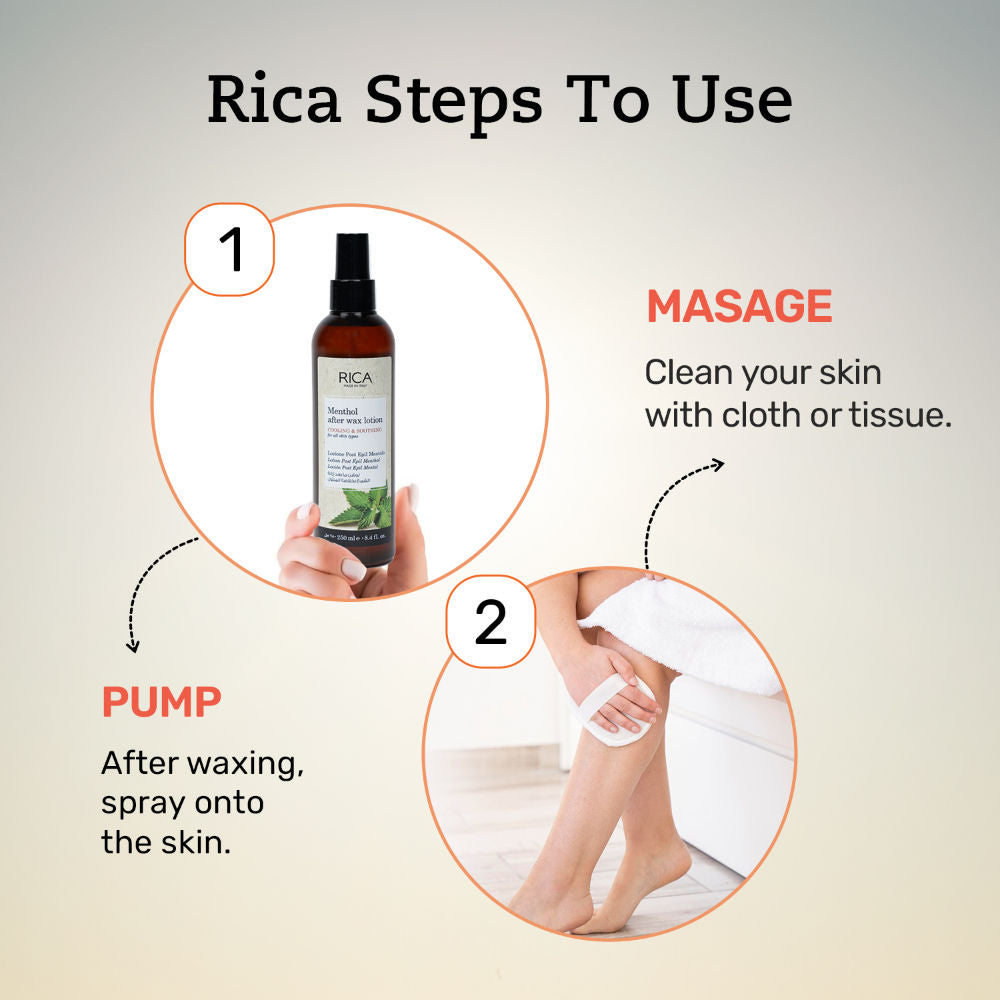 Rica Menthol After Wax Lotion For All Skin Type With Sun Flower Oil, Jojoba Oil & Vitamin E