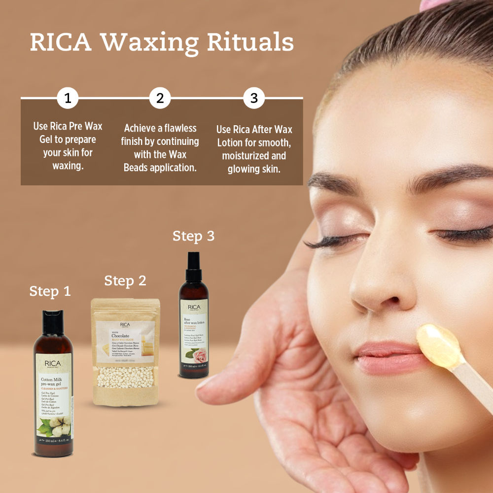 Rica White Chocolate Beads Wax For Dry Skin With Glyceryl Rosinate & Cocoa Seed Butter