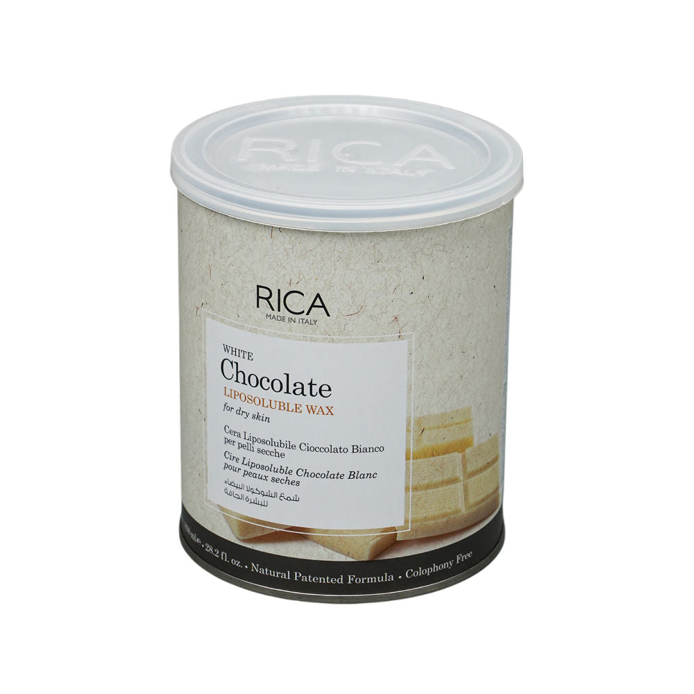 Rica White Chocolate Liposoluble Wax For Dry Skin With Glyceryl Rosinate & Natural Beeswax