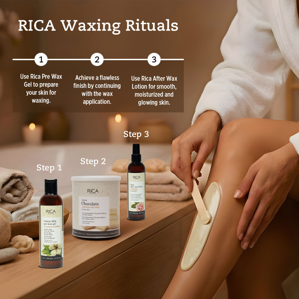 Rica White Chocolate Liposoluble Wax For Dry Skin With Glyceryl Rosinate & Natural Beeswax
