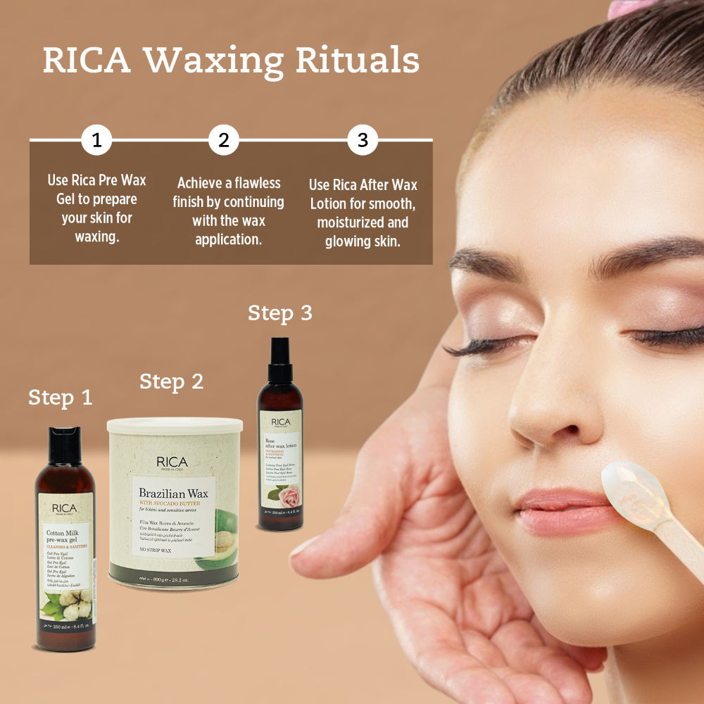 Rica Brazilian Stripless Wax For Sensitive Skin With Glyceryl Rosinate & Natural Beeswax