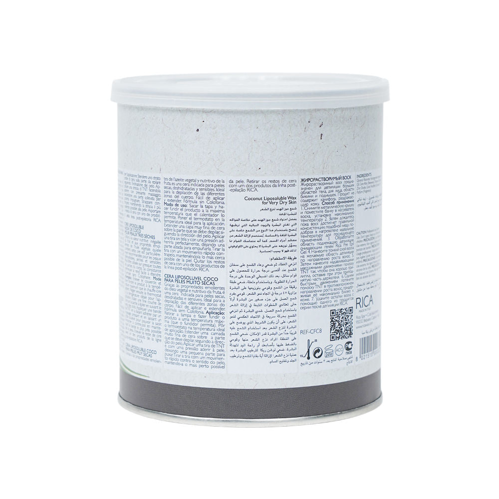 Rica Coconut Liposoluble Wax For Extremely Dry Skin With Glyceryl Rosinate & Natural Beeswax