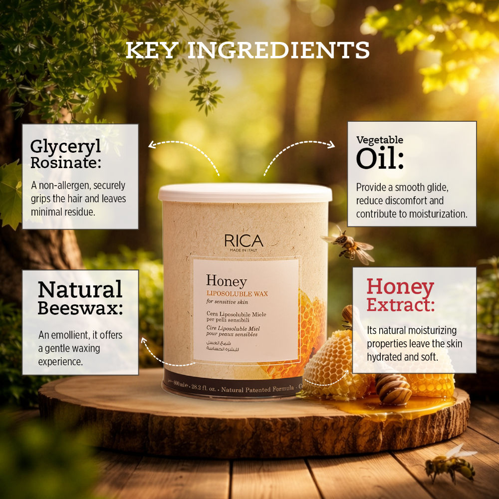 Rica Honey Liposoluble Wax For Sensitive Skin With Glyceryl Rosinate & Natural Beeswax