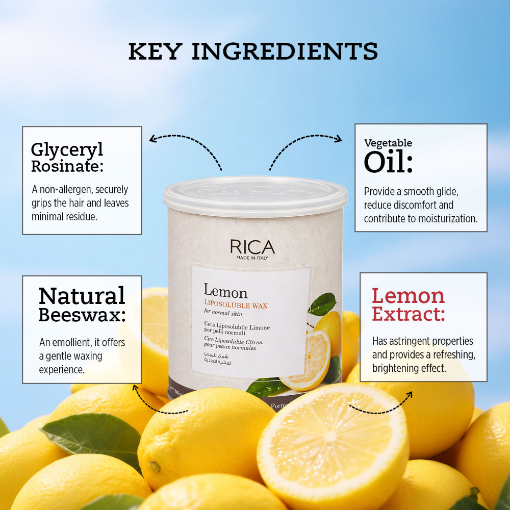 Rica Lemon Liposoluble Wax For Normal Skin With Glyceryl Rosinate & Natural Beeswax