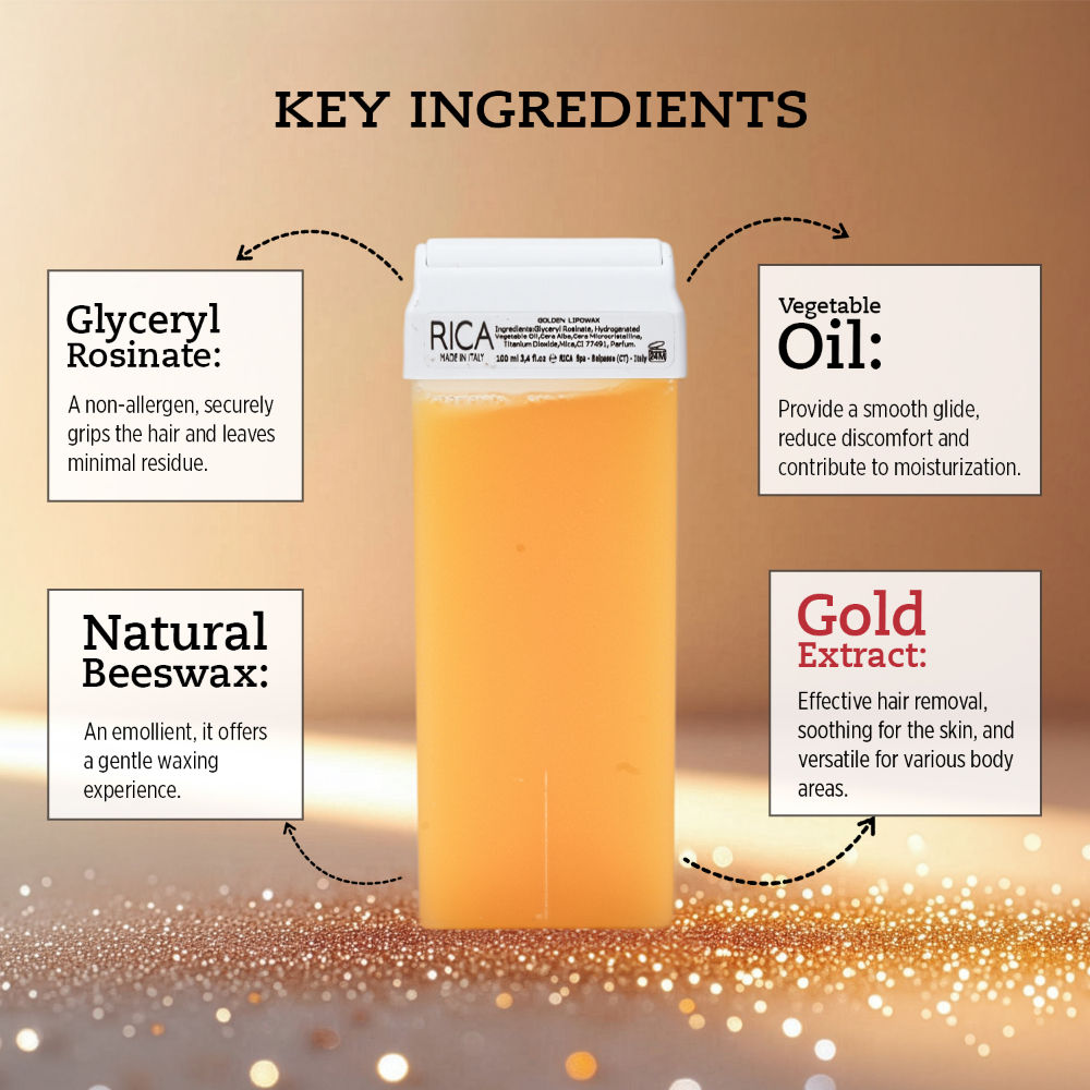 Rica Golden Liposoluable Wax Refill For All Skin Type With Glyceryl Rosinate & Natural Beeswax