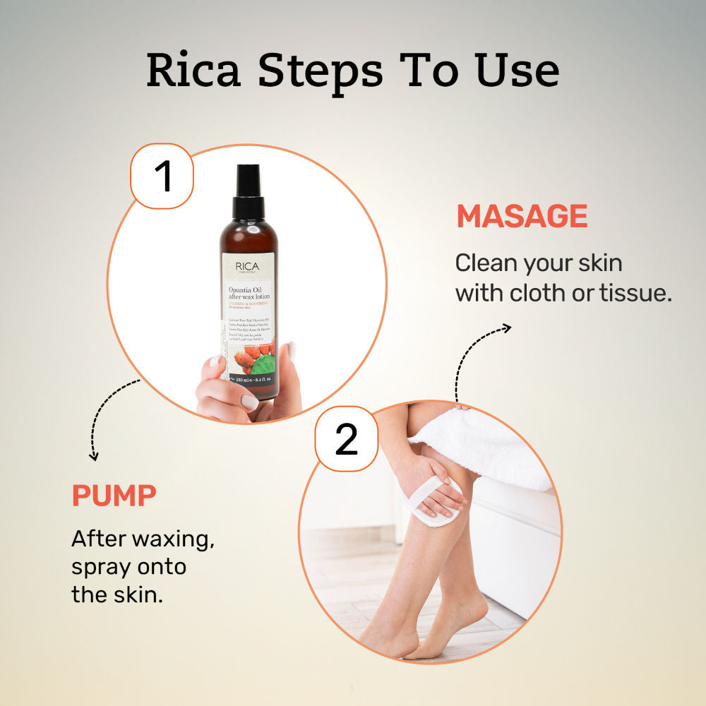 Rica Opuntia Oil After Wax Lotion For Sensitive Skin With Sun Flower Oil, Jojoba Oil & Vitamin E
