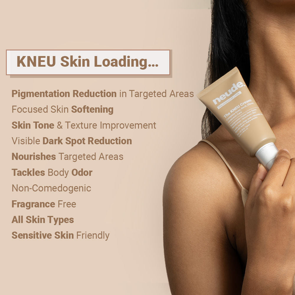 Neude Skin Knee, Neck, Elbow & Underarm Depigmentation Cream with Lactic, Kojic and Glycolic Acid