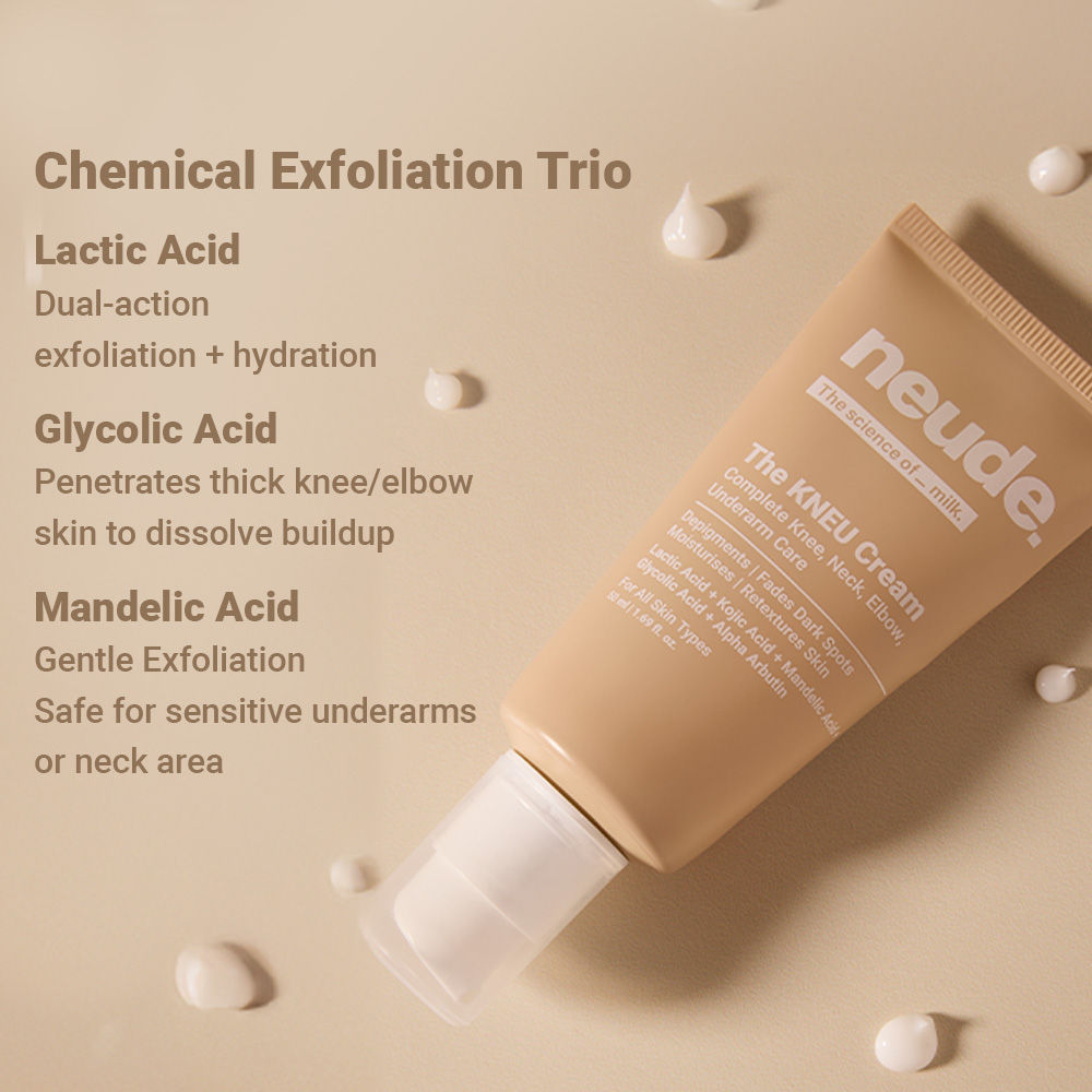 Neude Skin Knee, Neck, Elbow & Underarm Depigmentation Cream with Lactic, Kojic and Glycolic Acid