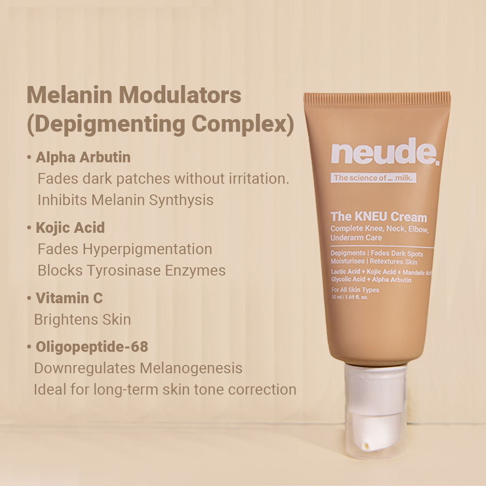 Neude Skin Knee, Neck, Elbow & Underarm Depigmentation Cream with Lactic, Kojic and Glycolic Acid