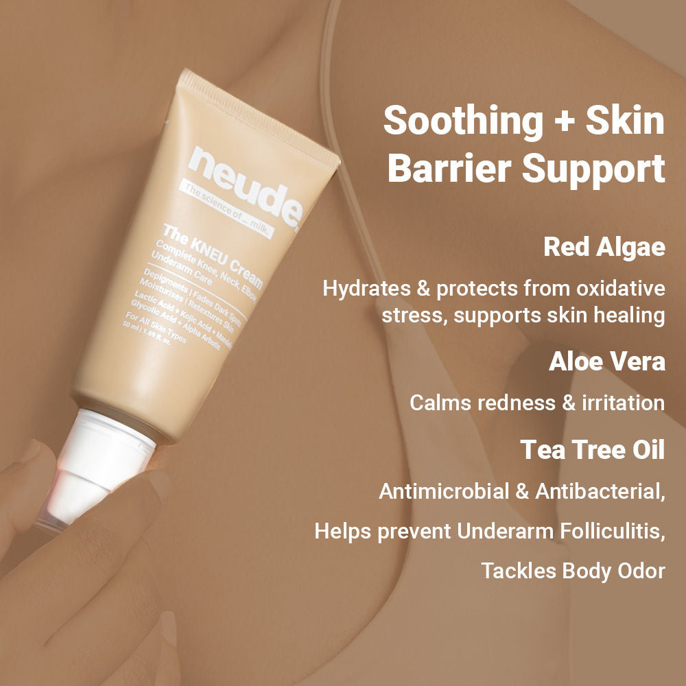 Neude Skin Knee, Neck, Elbow & Underarm Depigmentation Cream with Lactic, Kojic and Glycolic Acid
