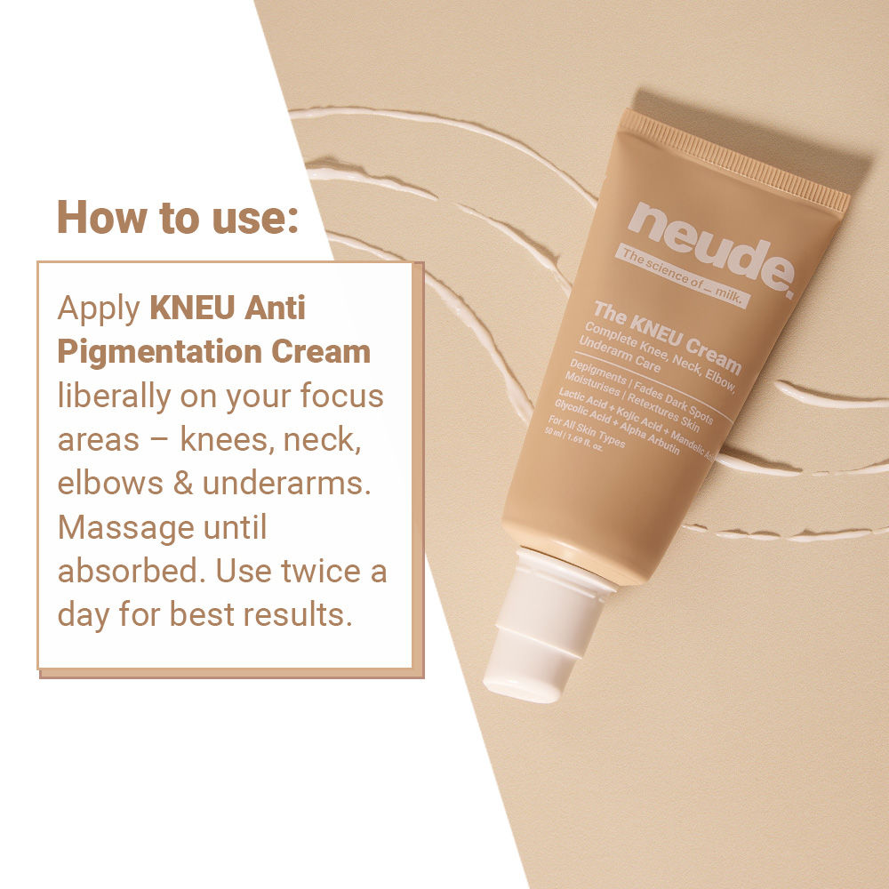 Neude Skin Knee, Neck, Elbow & Underarm Depigmentation Cream with Lactic, Kojic and Glycolic Acid