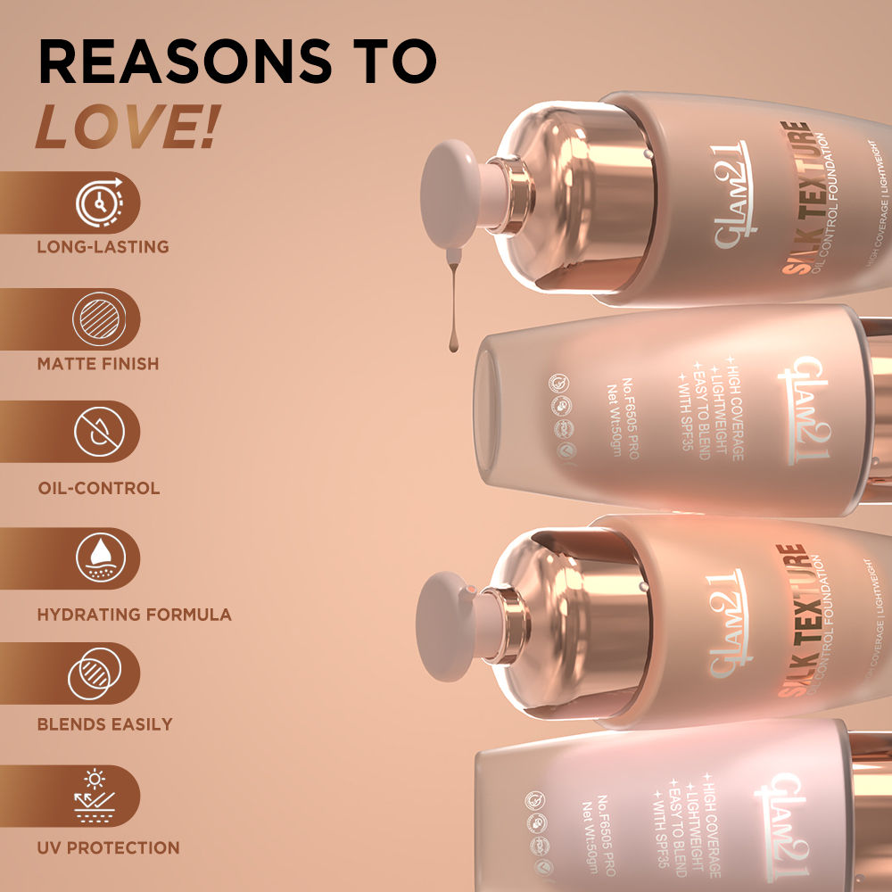 GLAM21 Silk Foundation With Oil-free Formula & SPF35