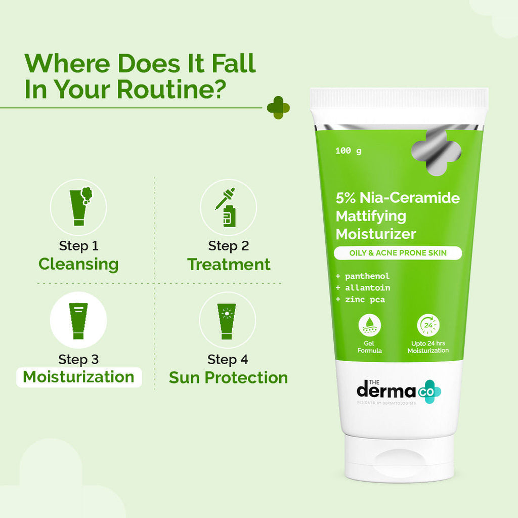 The Derma Co 5% Nia-Ceramide Mattifying Moisturizer for Oily & Acne Prone Skin 100g