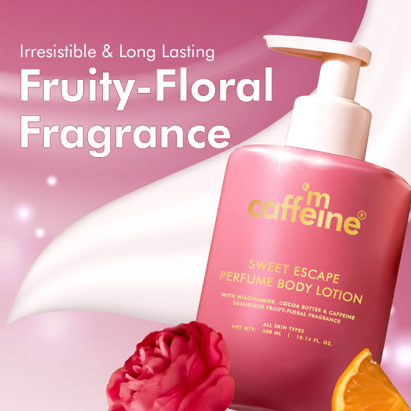 MCaffeine Sweet Escape Perfume Body Lotion With Niacinamide & Cocoa Butter Fruity Floral Fragrance
