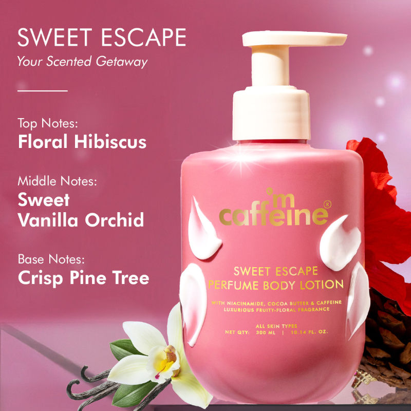 MCaffeine Sweet Escape Perfume Body Lotion With Niacinamide & Cocoa Butter Fruity Floral Fragrance