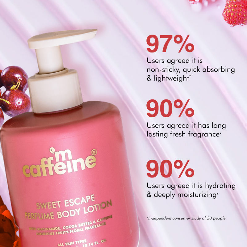 MCaffeine Sweet Escape Perfume Body Lotion With Niacinamide & Cocoa Butter Fruity Floral Fragrance