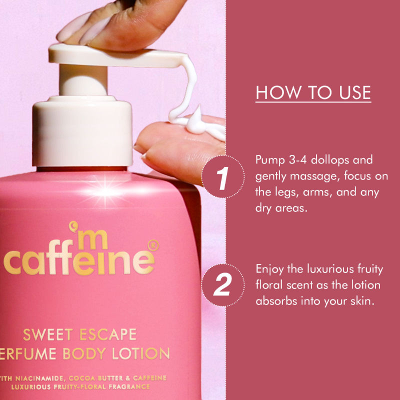 MCaffeine Sweet Escape Perfume Body Lotion With Niacinamide & Cocoa Butter Fruity Floral Fragrance