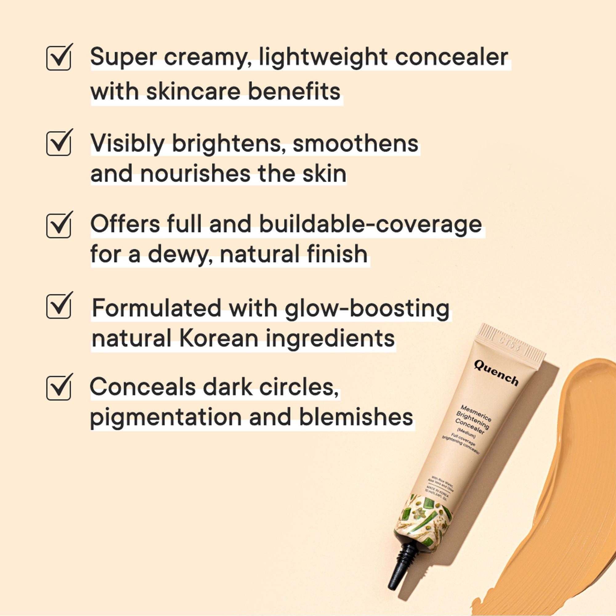 Quench Brightening Cream Concealer With Rice Water