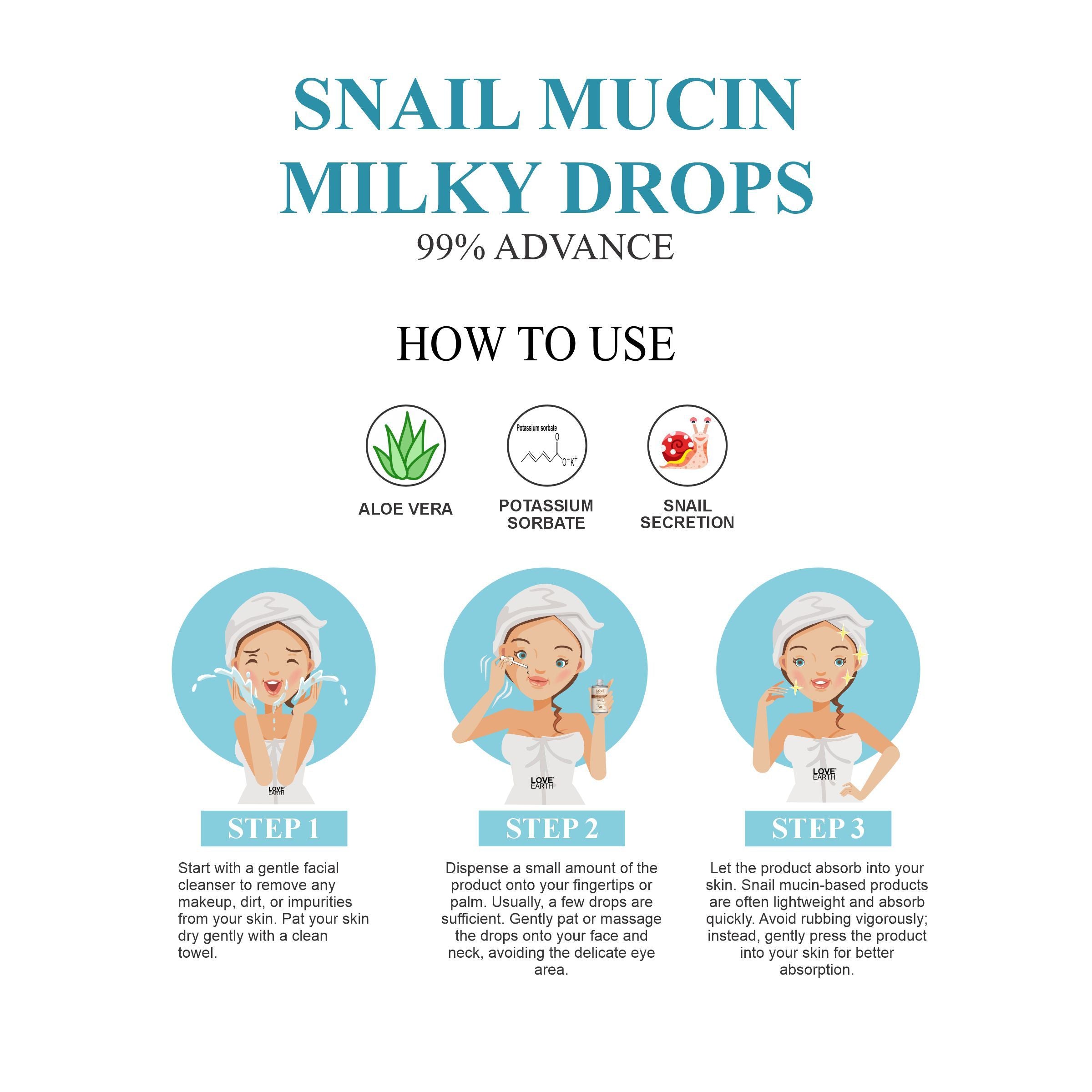 Love Earth Snail Mucin Milky Drops