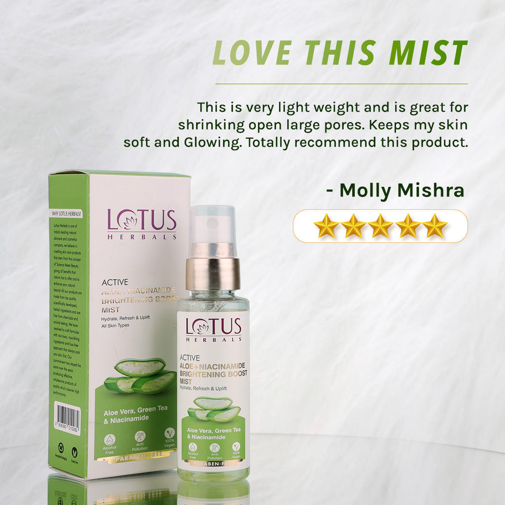 Lotus Herbals Active Aloe + Niacinamide Brightening Boost Mist