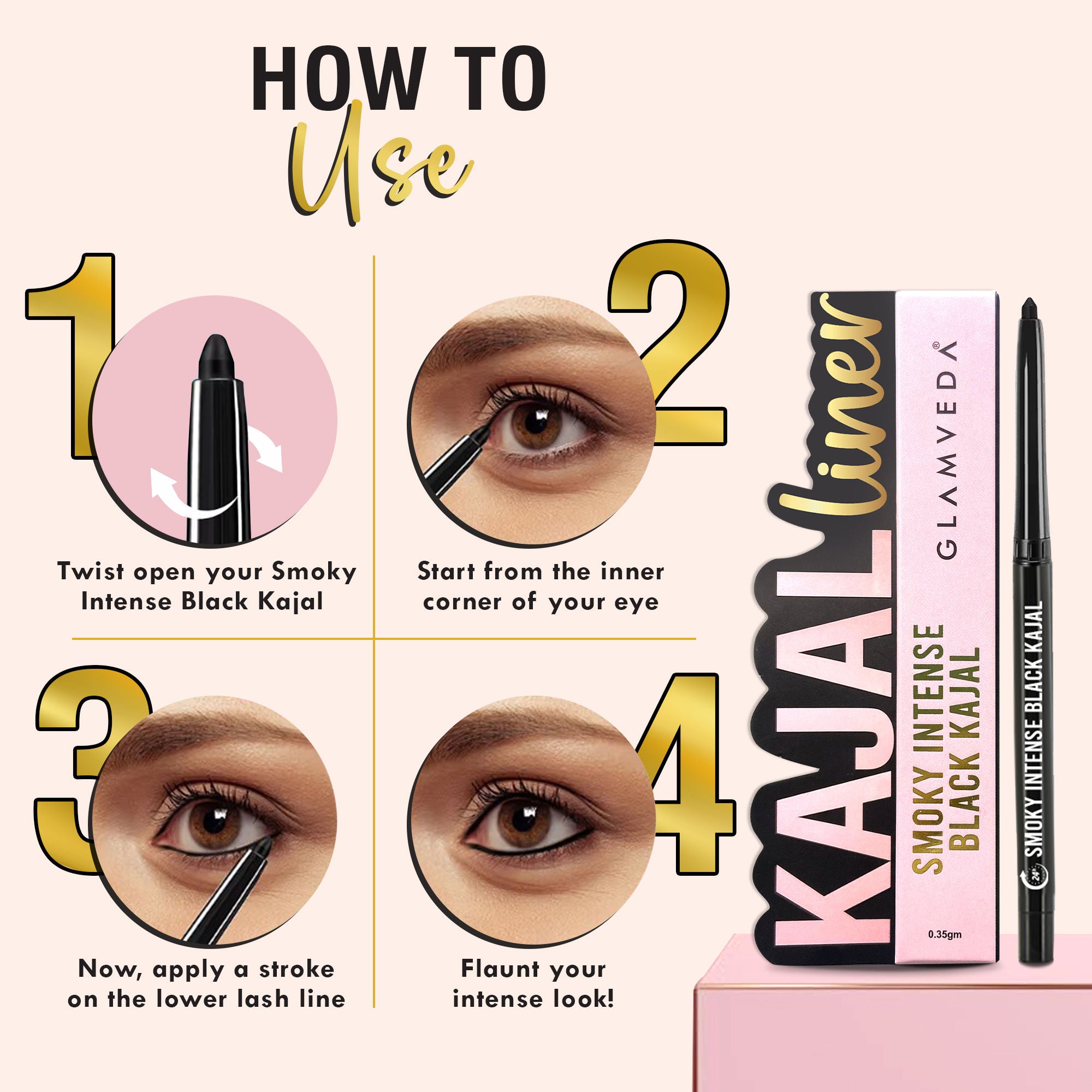 Glamveda Smoky Intense Black Kajal