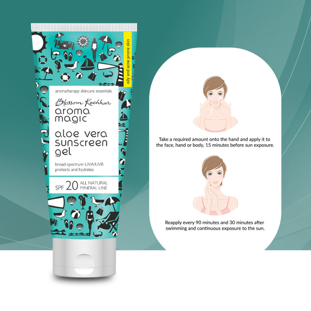 Aroma Magic Aloe Vera Gel Sunscreen Gel SPF 20 UVA/UVB All Natural Mineral Line