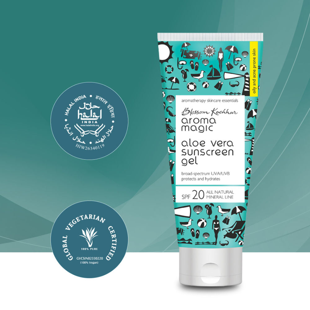 Aroma Magic Aloe Vera Gel Sunscreen Gel SPF 20 UVA/UVB All Natural Mineral Line