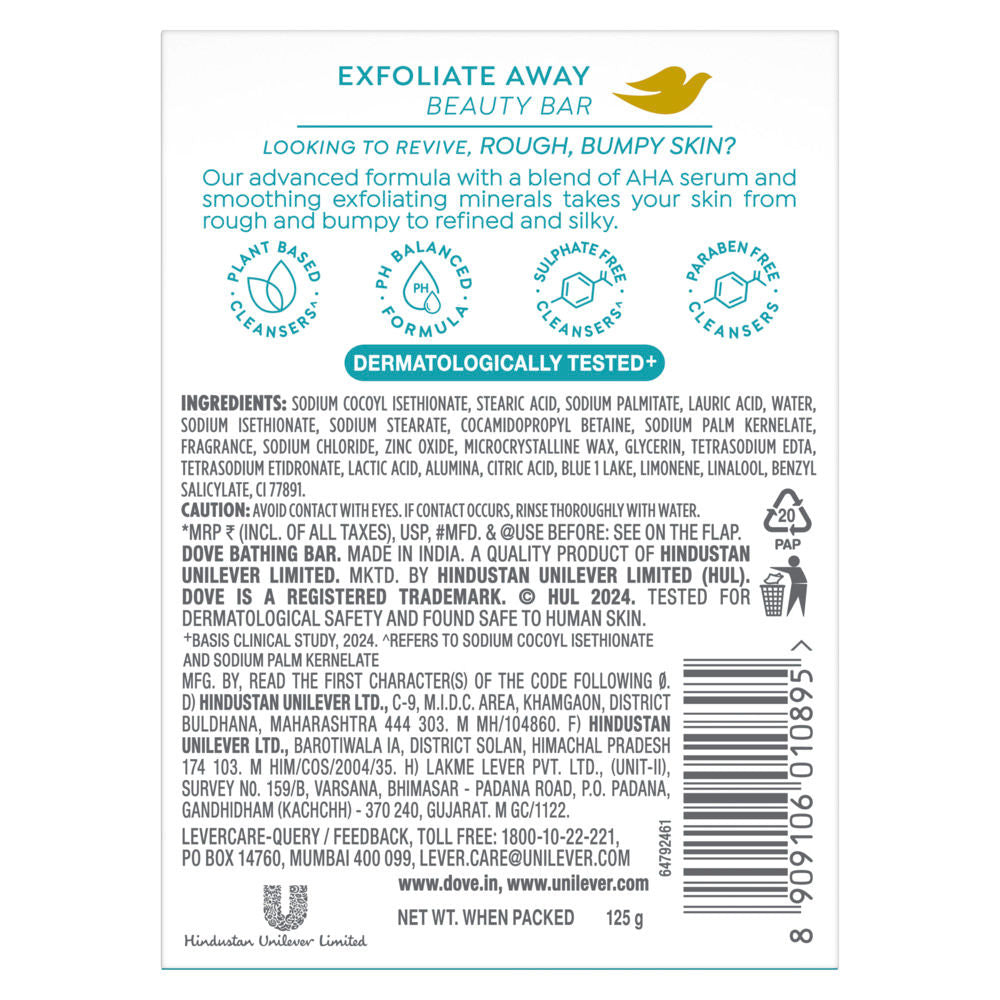 Dove Exfoliate Away Serum Beauty Bar with 4% Refining Serum + AHA