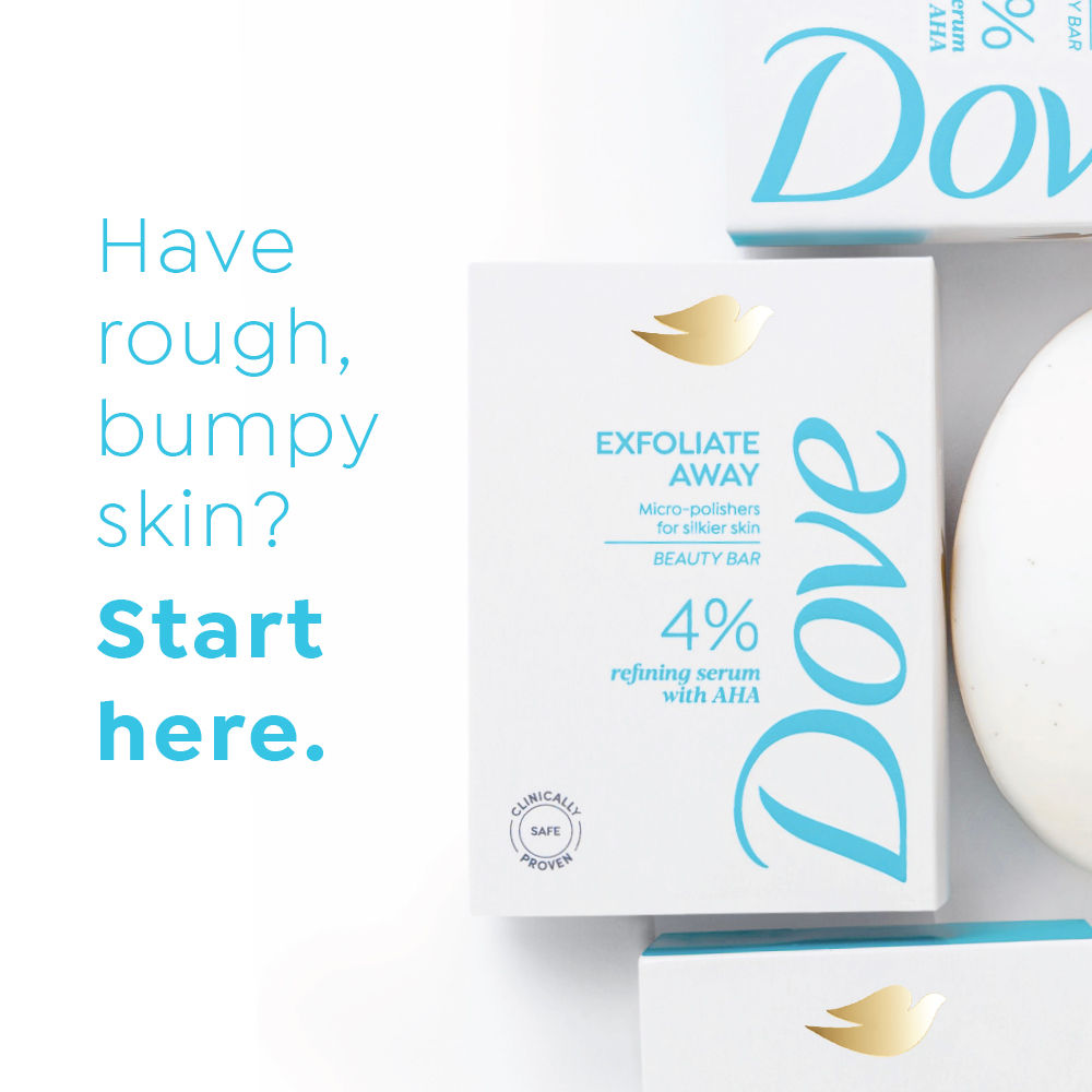 Dove Exfoliate Away Serum Beauty Bar with 4% Refining Serum + AHA