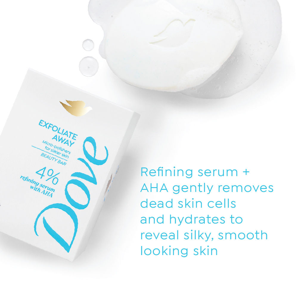 Dove Exfoliate Away Serum Beauty Bar with 4% Refining Serum + AHA