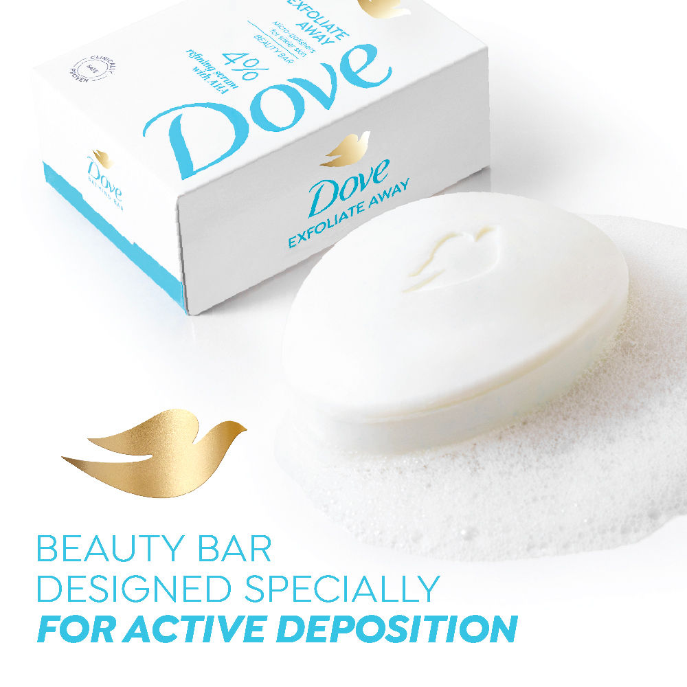 Dove Exfoliate Away Serum Beauty Bar with 4% Refining Serum + AHA