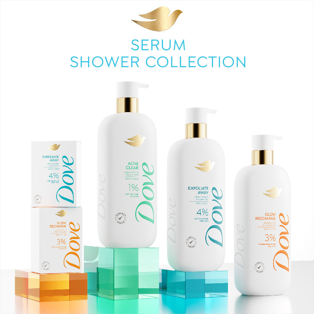 Dove Exfoliate Away Serum Beauty Bar with 4% Refining Serum + AHA