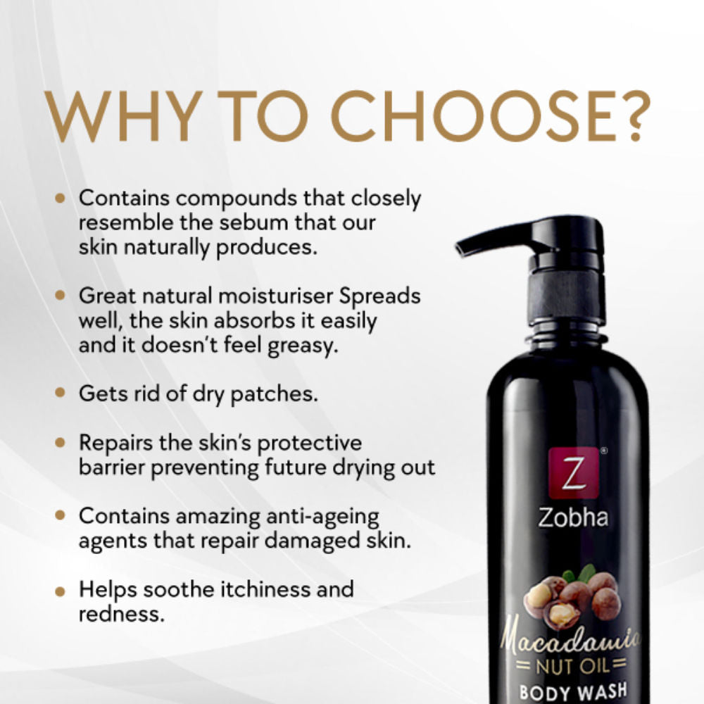 Zobha Body Wash with 100% Natural Macadamia Paraben and Sulphate Free