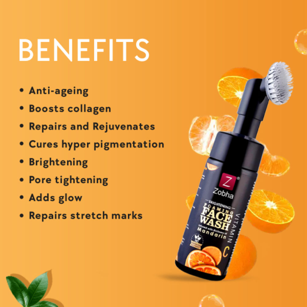 Zobha Vitamin C Foaming Face Wash Infused with Mandarin