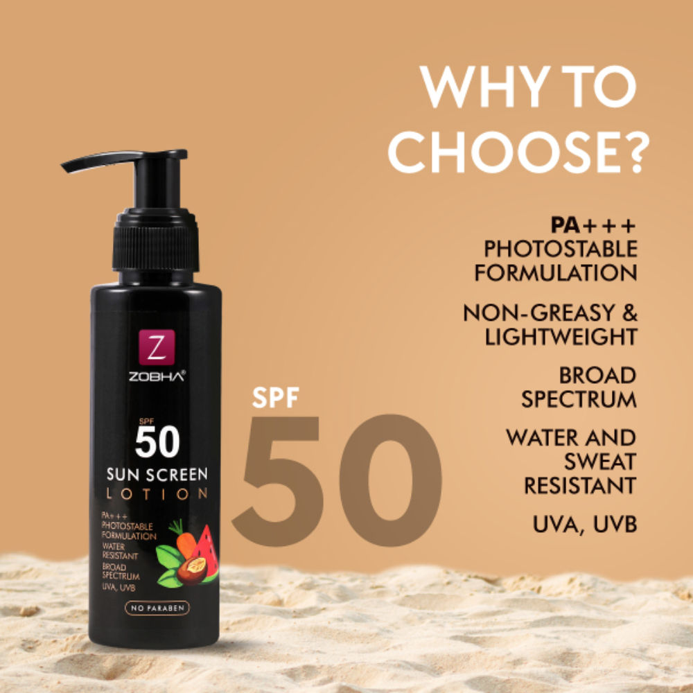 Zobha Sunscreen Lotion Sun Protect Formula SPF 50 Pa+++