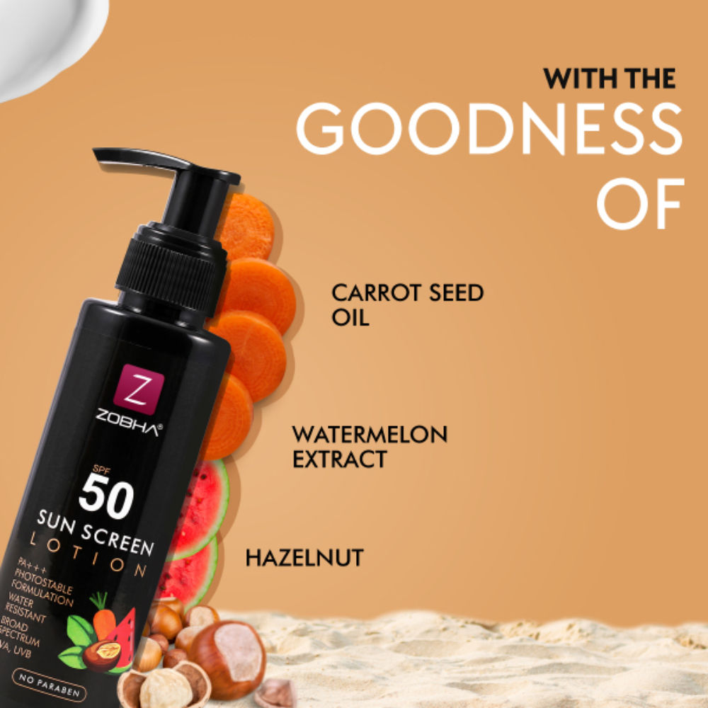 Zobha Sunscreen Lotion Sun Protect Formula SPF 50 Pa+++