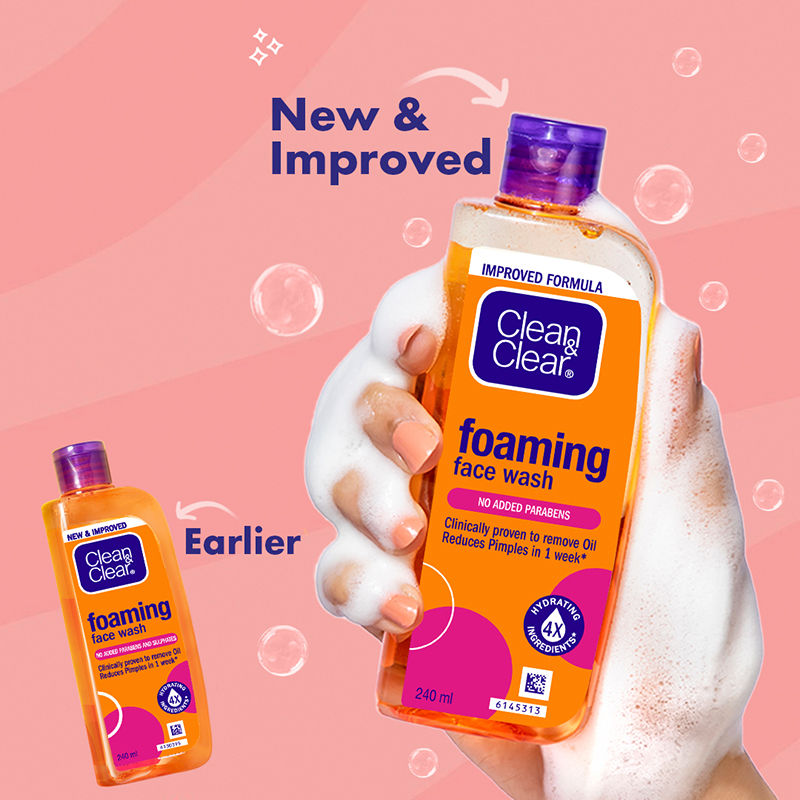 Clean & Clear Foaming Face Wash - Hydrating Cleanser for Oily Skin & Reduces Acne In 7 Days