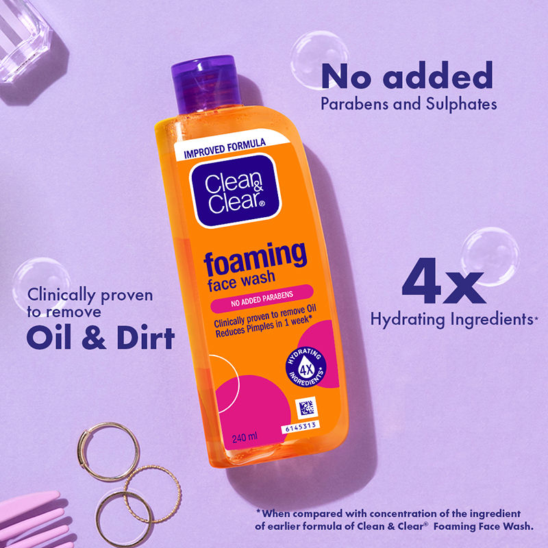 Clean & Clear Foaming Face Wash - Hydrating Cleanser for Oily Skin & Reduces Acne In 7 Days