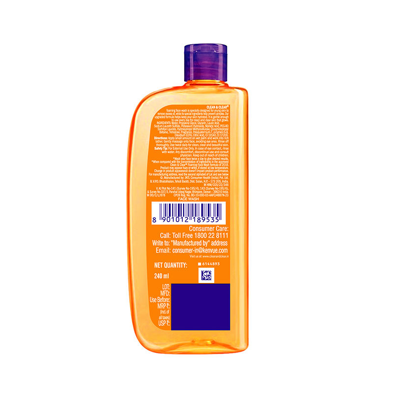Clean & Clear Foaming Face Wash - Hydrating Cleanser for Oily Skin & Reduces Acne In 7 Days