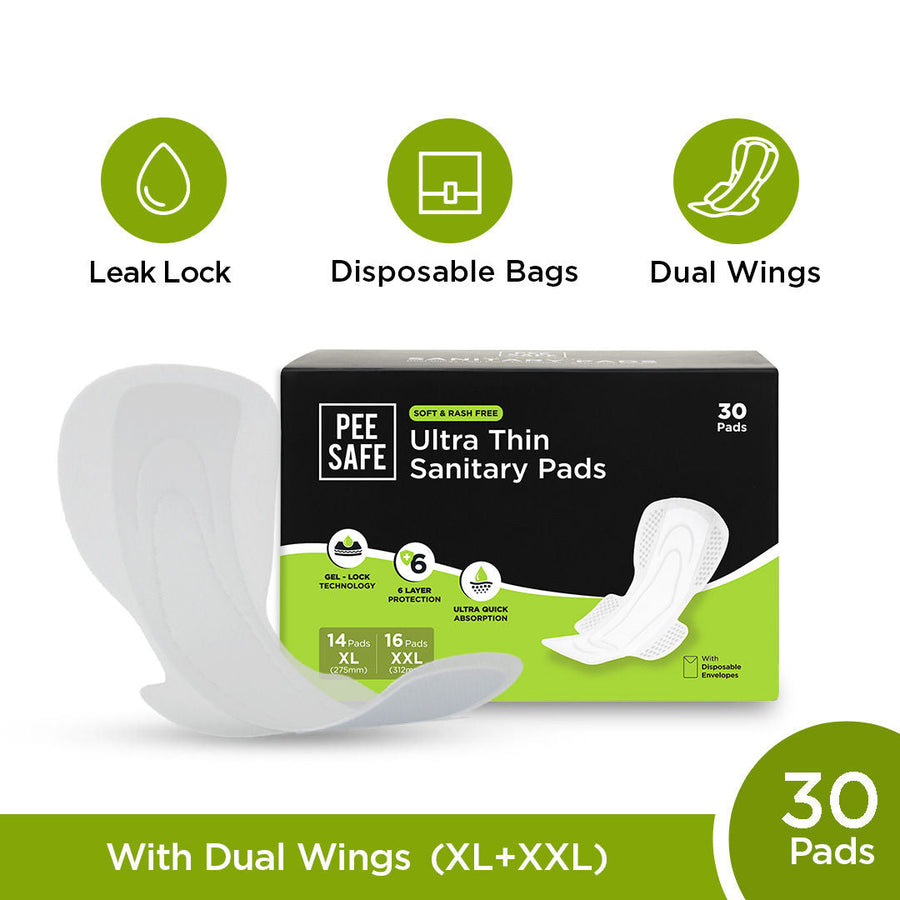 Pee Safe Comfort Ultra Thin Rash Free Sanitary Pad- 14 XL + 16 XXL