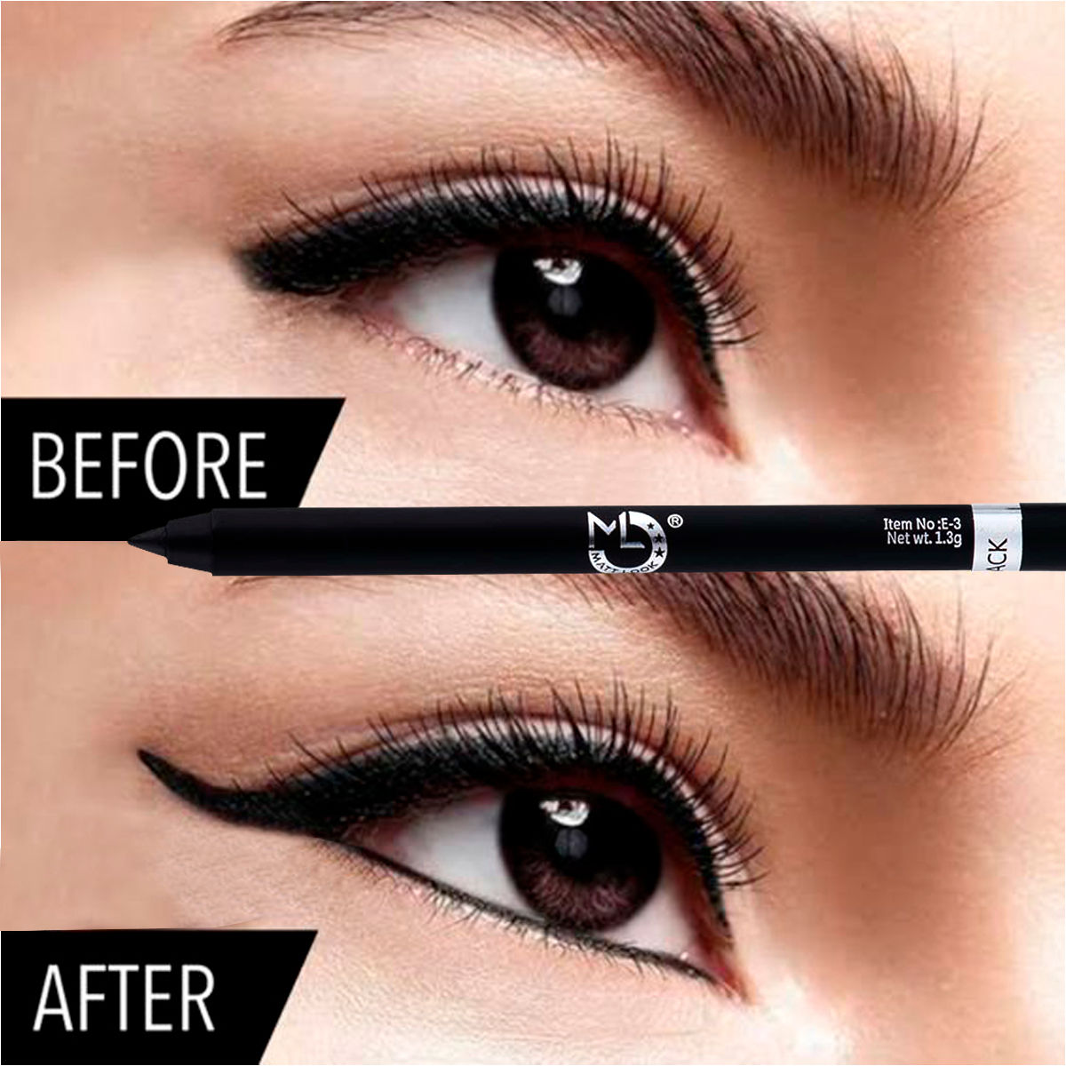 Matt look Single Stroke Super Glide 24 Hours Water Proof Smudge Proof Eyeliner Kohl Kajal - Jet Black
