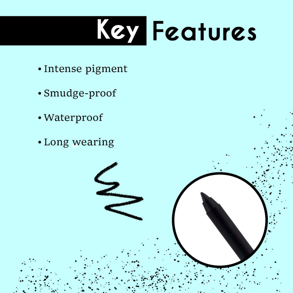 Matt look Single Stroke Super Glide 24 Hours Water Proof Smudge Proof Eyeliner Kohl Kajal - Jet Black