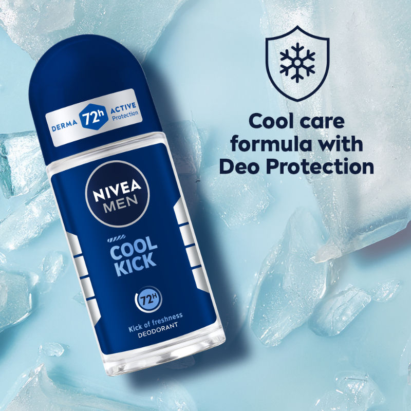 NIVEA Men Deodorant Roll On, Cool Kick, 48h Long lasting Freshness