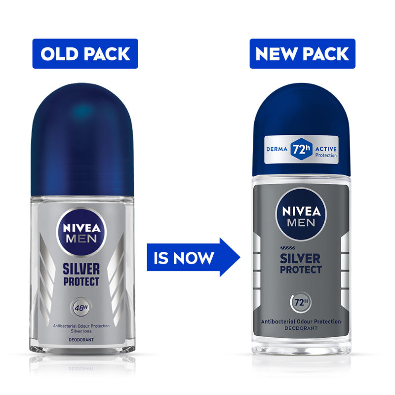 NIVEA Men Deodorant Roll On - Silver Protect - Antibacterial Odour Protection For 72H Freshness