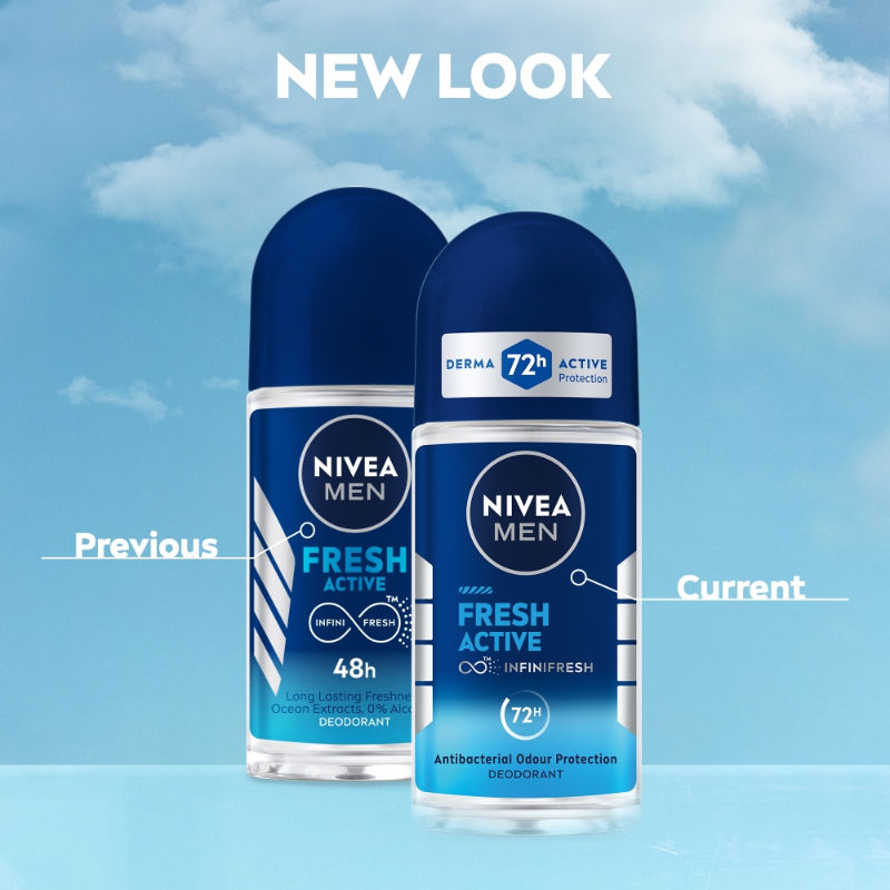 NIVEA MEN Fresh Active 72h Deodorant Roll On For Men