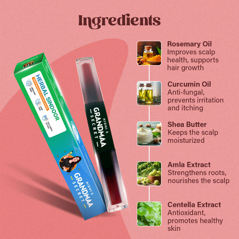 Nidhi's Grandmaa Secret Herbal Sindoor With Rosemary & Curcumin Extracts