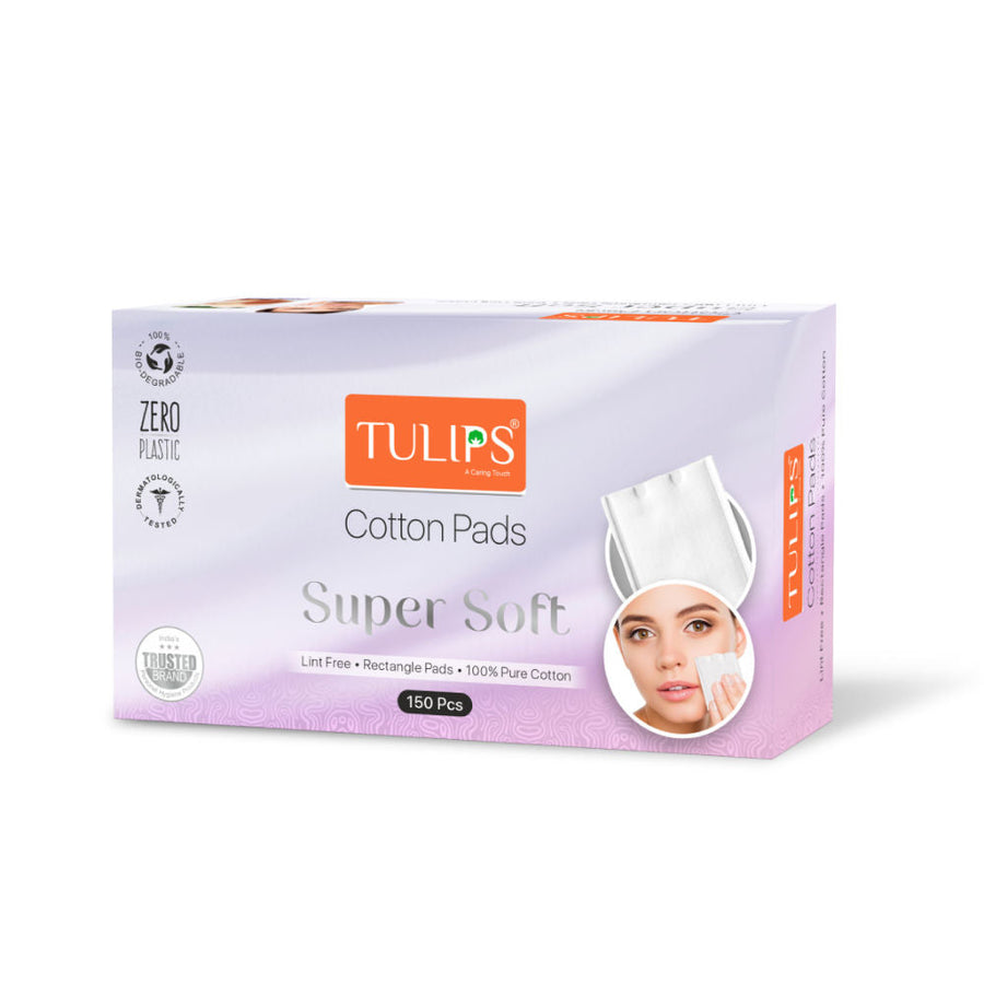 Tulips Rectangle Cotton Pads for Applying Removing Makeup - 150 Piece