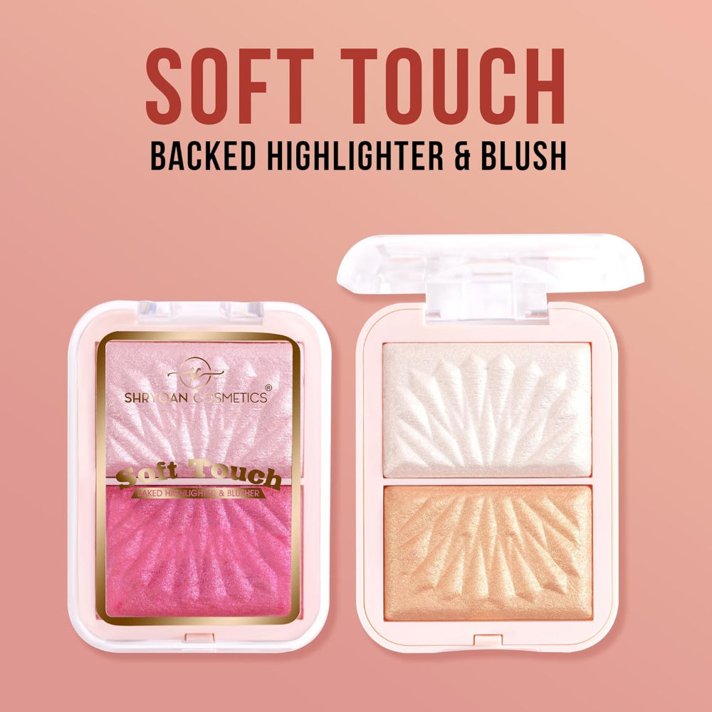 Shryoan Soft Touch Baked Shimmery Finish Highlighter & Blush Palette