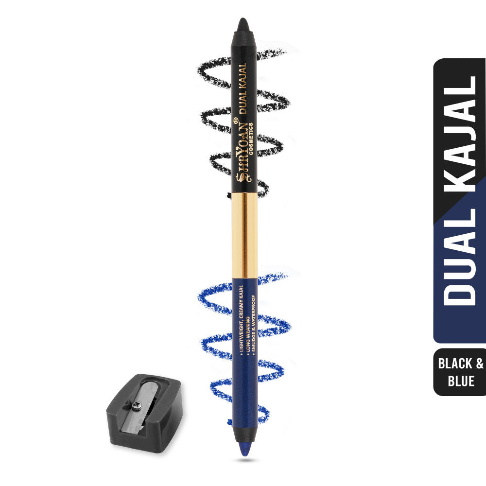 Shryoan Shimmery Dual Kajal with Sharpener - Black-Brown